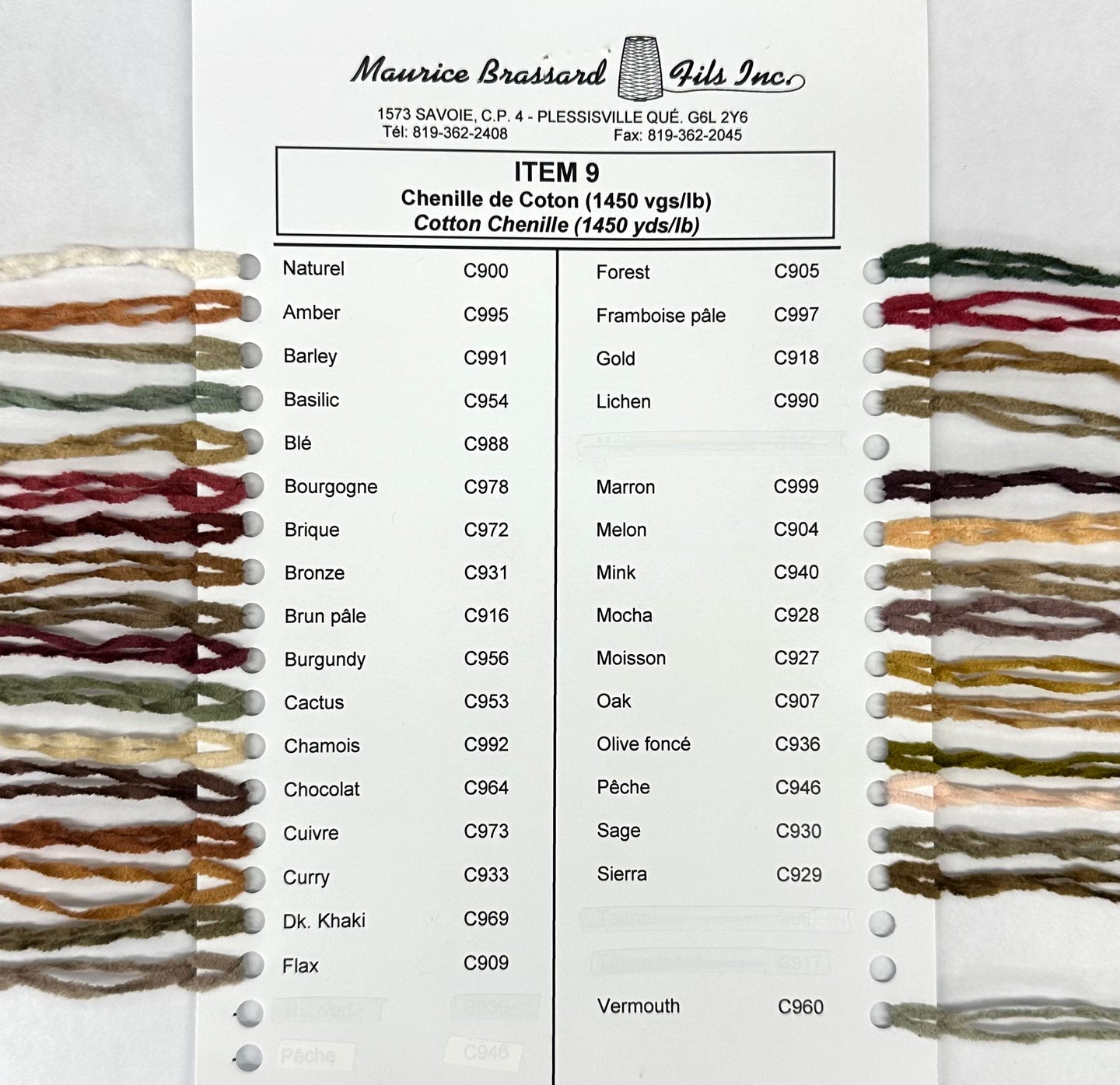 Maurice Brassard Yarns Cotton Chenille Yarn