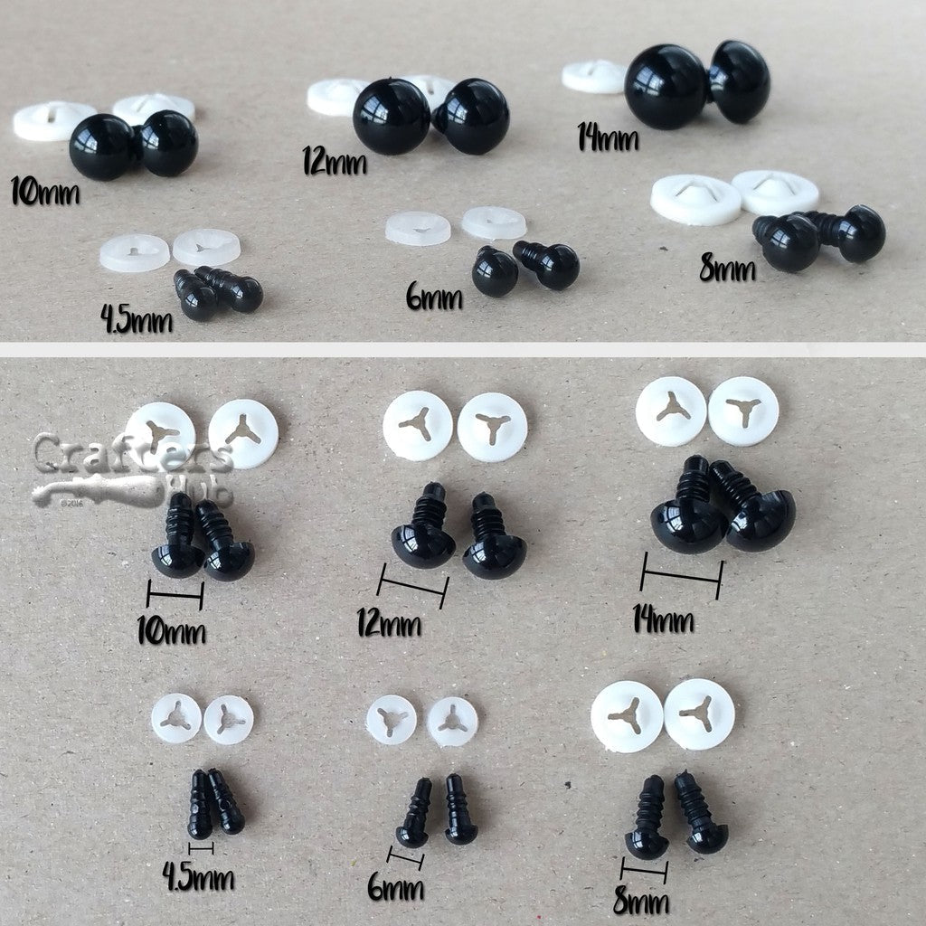 12mm Pale Gray Safety Eyes - 5 Pairs 