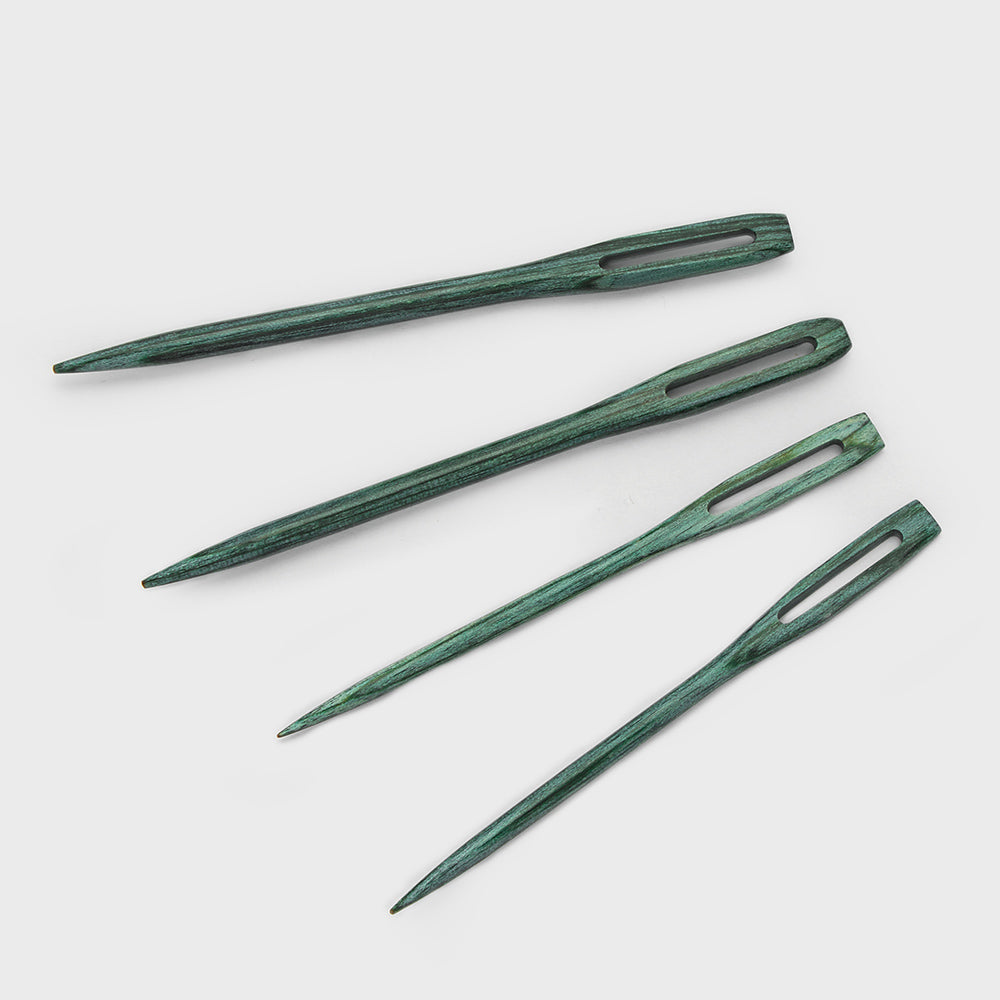 KnitPro The Mindful Collection Teal Wooden Darning Needles in Beech Wood Container