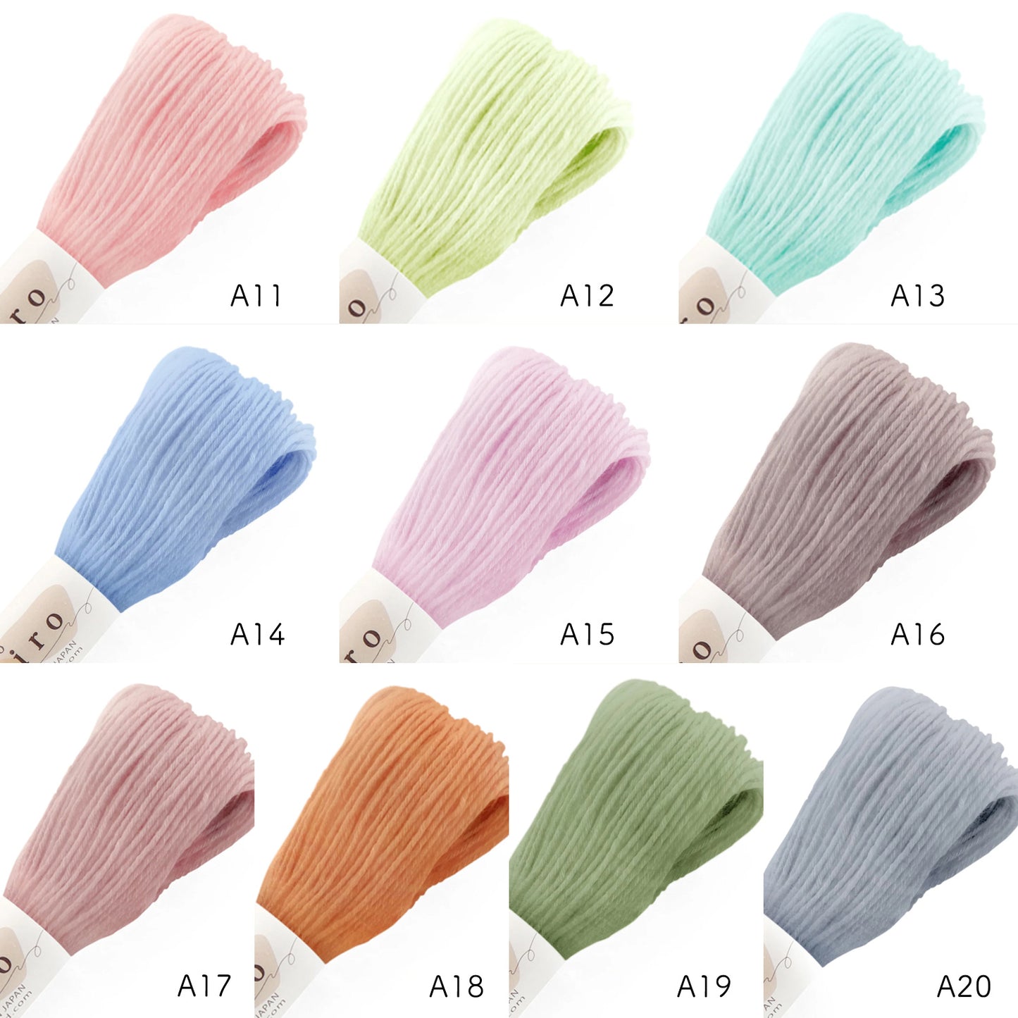 Olympus Sashiko Thread - Pastel Colours (40m skein)