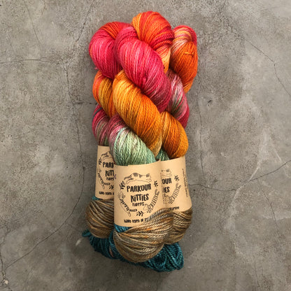 Parkour Kitties Fibers - 55% Superwash Merino & 45% Mulberry Silk