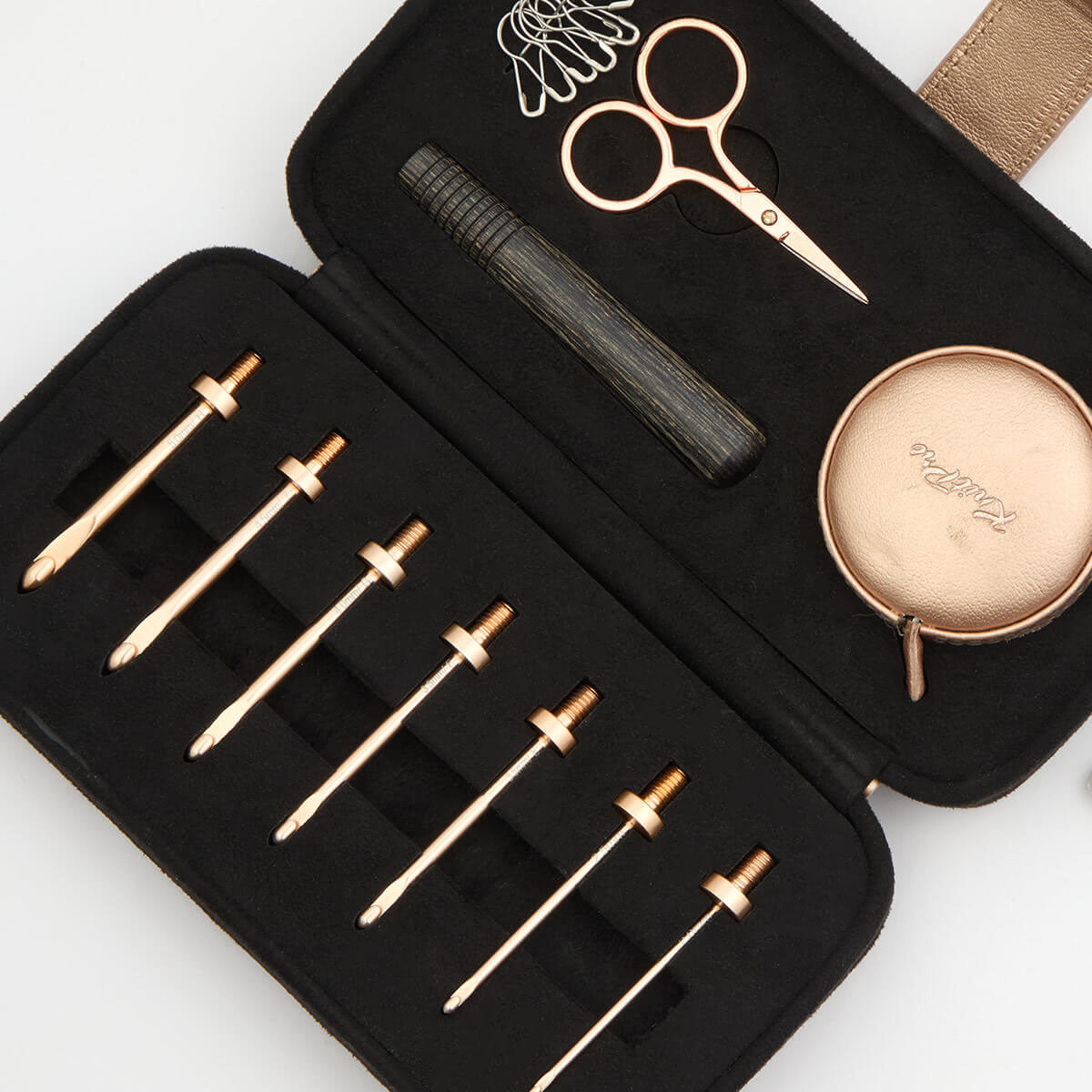 KnitPro Oasis Rose Gold Interchangeable Crochet Hooks Starter Set
