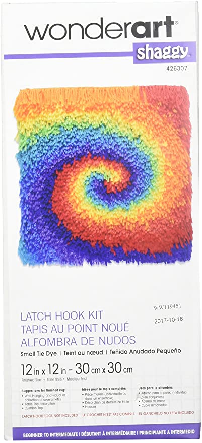 Wonderart Shaggy Latch Hook Kit 12"X12" (Tie Dye)
