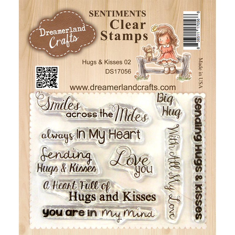 Dreamerland Crafts Clear Sentiment Stamps Set - Hugs & Kisses 02